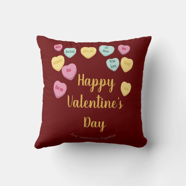 Valentines Day | Candy Hearts LGBT Custom Photo  Cushion (Back)