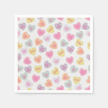 Valentine's Day candy hearts napkin