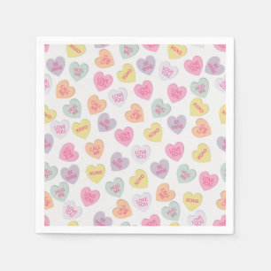 Valentine's Day candy hearts napkin