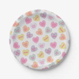 Valentines Day Candy Hearts Paper Plate