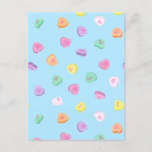 Valentines Day Candy Hearts Pattern Announcement Postcard