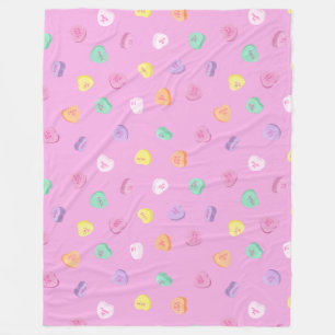 Valentines Day Candy Hearts Pattern Fleece Blanket