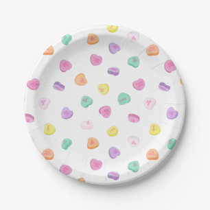 Valentines Day Candy Hearts Pattern Paper Plate