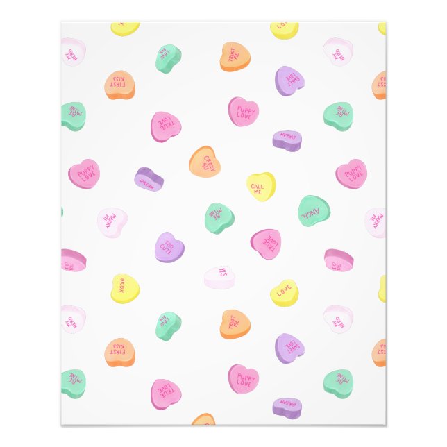 Valentines Day Candy Hearts Pattern Photo Print (Front)