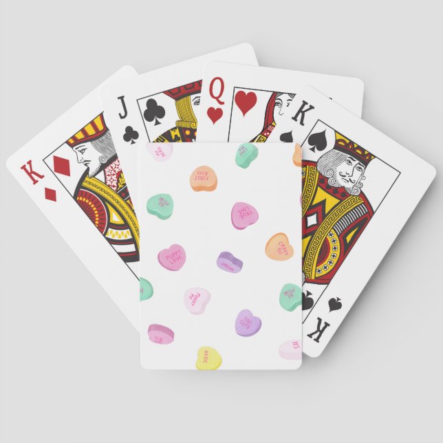 Valentines Day Candy Hearts Pattern Playing Cards (Back)