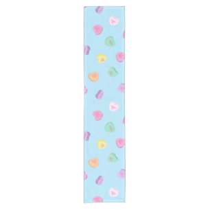 Valentines Day Candy Hearts Pattern Short Table Runner