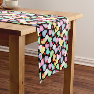 Valentine's Day Candy Hearts Pattern Short Table Runner