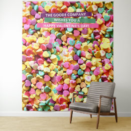 Valentines Day Candy Hearts | Photo Backdrop Tapestry