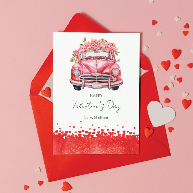 Valentine's Day Car Elegant Personalised Holiday Card (Creator Uploaded)
