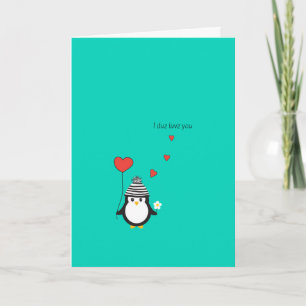 Valentine's Day Card - Cute Penguin Illustration