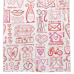 Valentine's day card design. Love and Wedding seam Shower Curtain