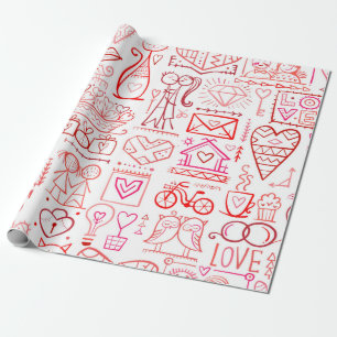 Valentine's day card design. Love and Wedding seam Wrapping Paper