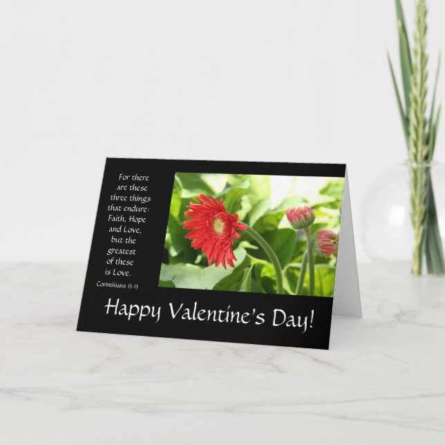 Valentine's Day Card, floral, bible verse on love Holiday Card (Front)