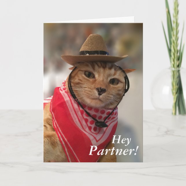 Valentine's Day card for cat lovers and cowboys! (Front)