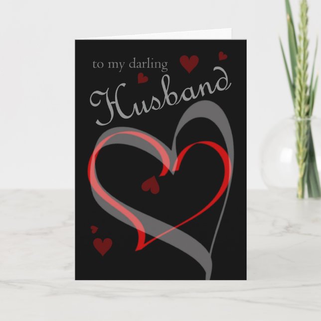 Valentine's Day Card For Husband Black With Rose (Front)
