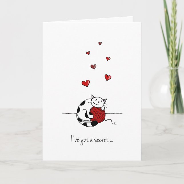 Valentine's Day Card for Secret Love - Cute cat (Front)