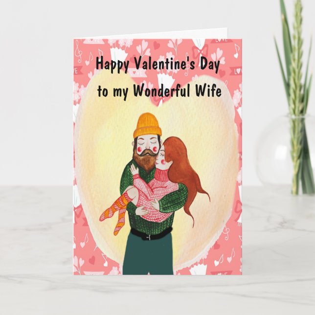 Valentine's Day Card for Wife Hearts & Flowers (Front)
