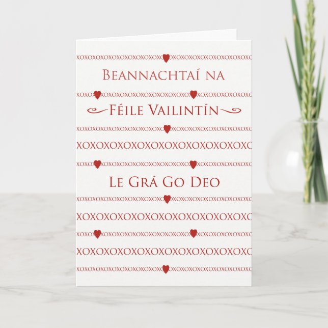Valentine's Day Card in Irish, With Love Forever (Front)