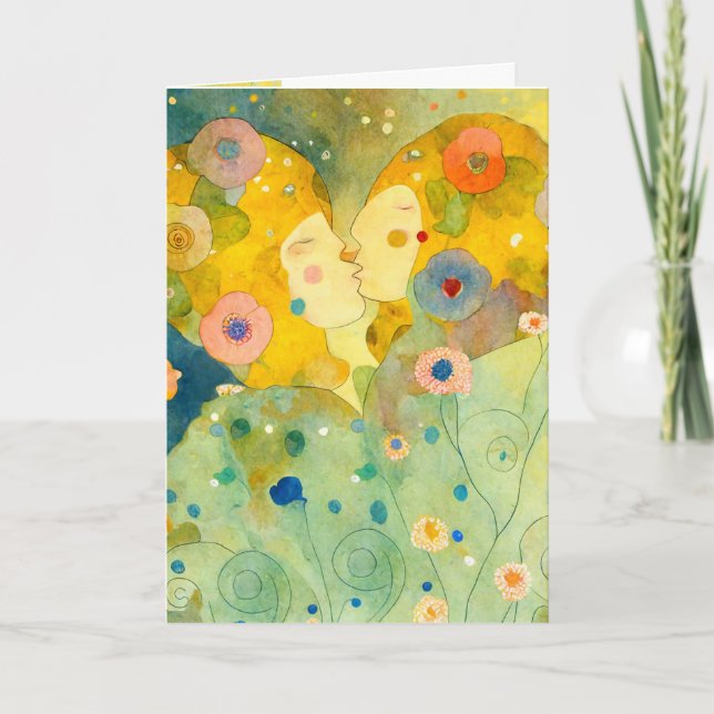 Valentine's Day card kissing pretty impression (Front)