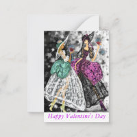 Valentine's Day Card Ladies Drinking Red Wine