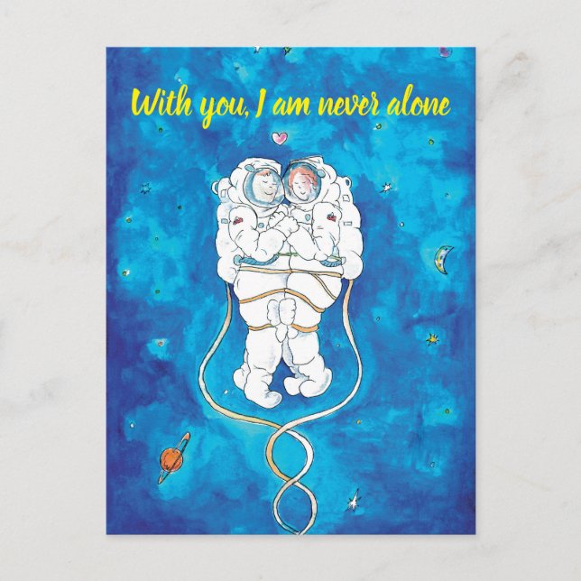 Valentine's Day Card Loving Astronauts Couple  (Front)