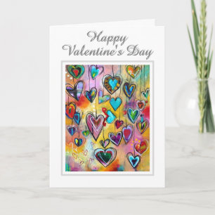 Valentine's Day Card -Multi Coloured Hearts