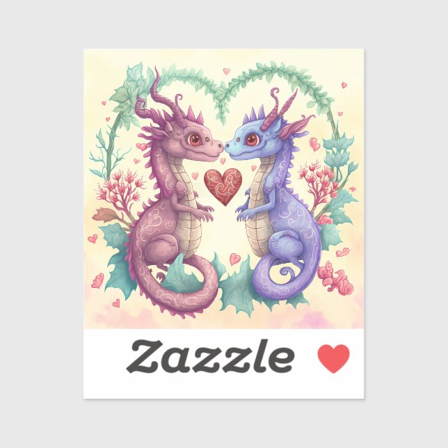 Valentines Day Card of Violet Dragon Couple  (Sheet)