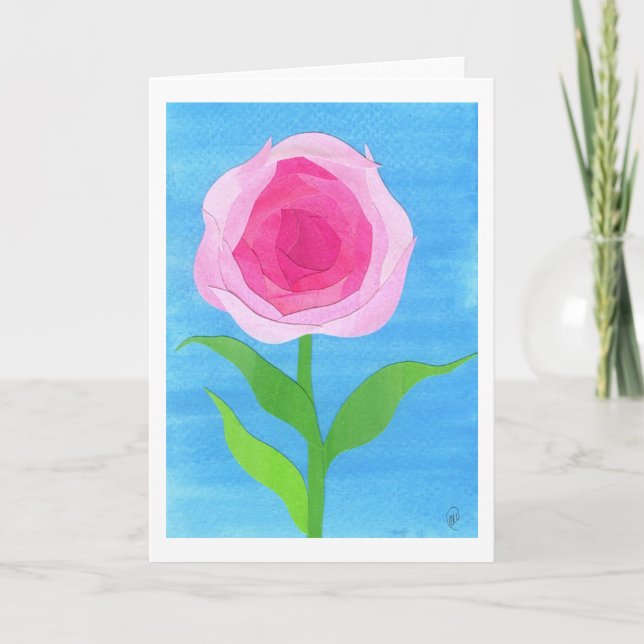 Valentine's Day Card - Pink Rose (Front)