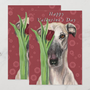 Valentine's Day Card Romantic Dog with Flower
