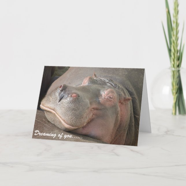 Valentine's Day Card - Smiling Hippo (Front)