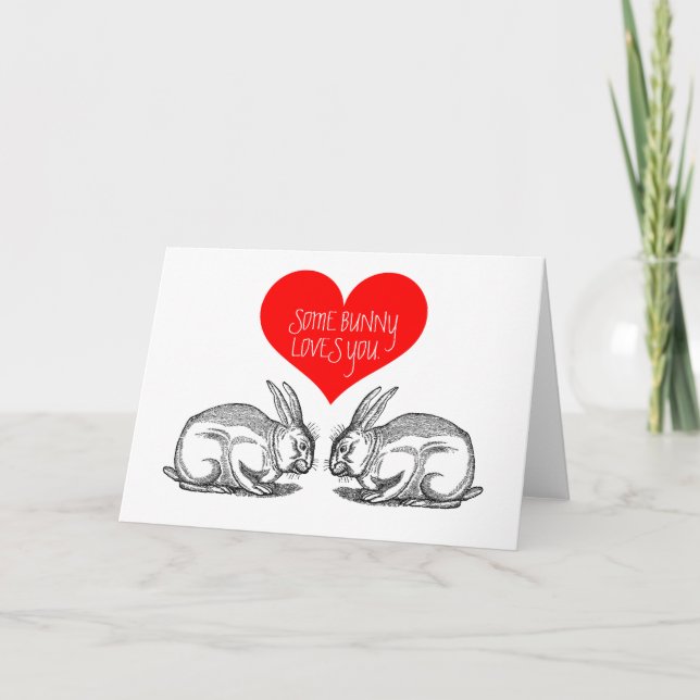 Valentine's Day Card: "Some bunny loves you." Holiday Card (Front)