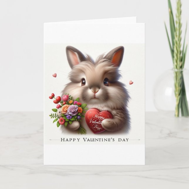 Valentine's Day card with a bunny (Front)
