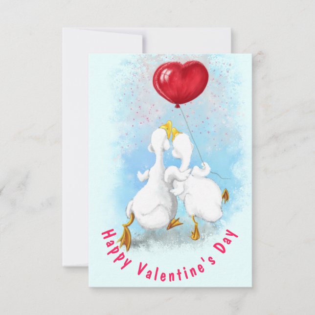 Valentine's Day Card with Couple Duck Love (Front)