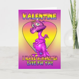 Valentine's Day Card With Cute Little Monster