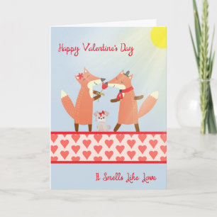 Valentine's Day Card with Two Cute Foxes