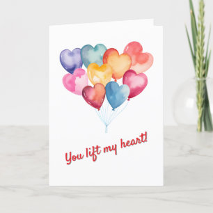 Valentine's Day Card with Watercolor Balloons