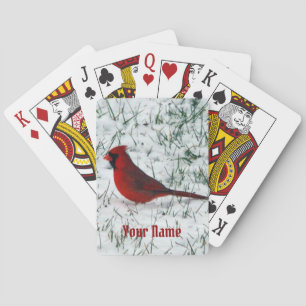 Valentine's Day Cardinal Classic Round Sticker Playing Cards