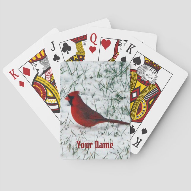 Valentine's Day Cardinal  Classic Round Sticker Playing Cards (Back)