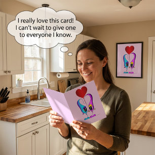 Valentine's Day Cartoon Character Holiday Card