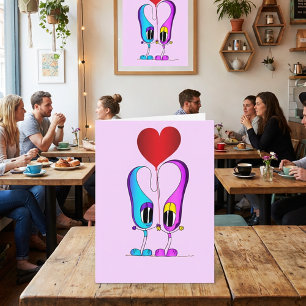 Valentine's Day Cartoon Character Holiday Card