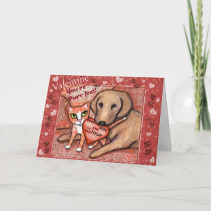 Valentine's Day Cat and Dog Love Greeting Card