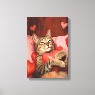 Valentines Day Cat Canvas Print