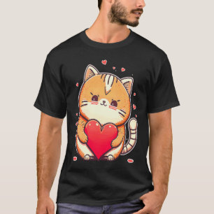 Valentine's Day Cat Cute Cat Holding a Heart T-Shirt