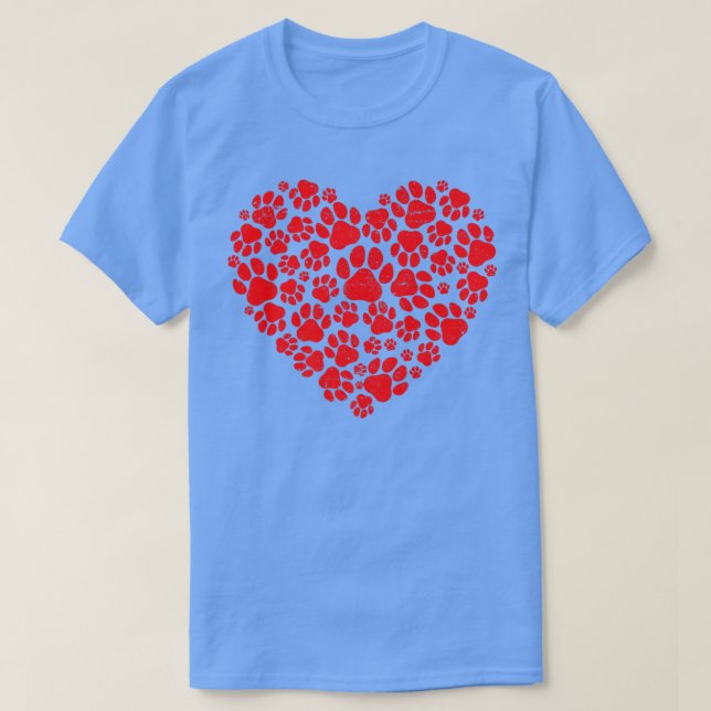 Valentines Day Cat Dog Dad Mum Puppy Love Dogs Paw T-Shirt (Design Front)