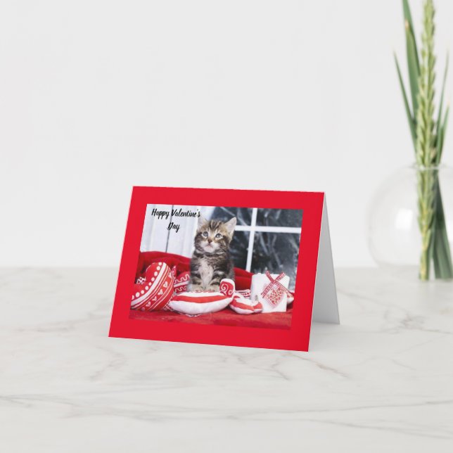 Valentine's Day Cat Folded Holiday Card (Front)