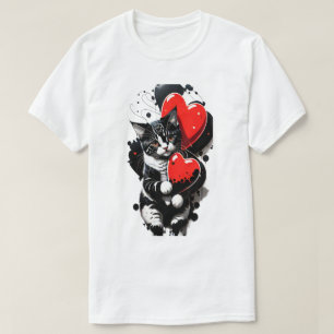 Valentine's Day Cat Heart's Holiday T-Shirt