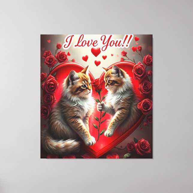 Valentine's Day Cat Love American cat Canvas Print (Front)