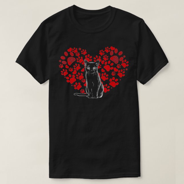Valentines Day Cat Lover Heart Paw  Gift Cat Dad M T-Shirt (Design Front)