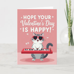Valentines Day Cat Piano Card