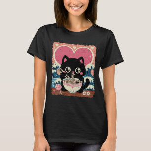 Valentines Day Cat Ramen Kawaii Japanese Girls Kid T-Shirt